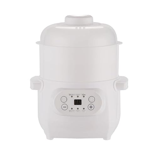 110V 電気煮込み鍋、炊飯器、家庭用焦げ付き防止ミルク鍋 セラミックスープ鍋、自動予約防水煮込み鍋、編み込み、お粥、スープ、シチュー、健康のお粥電気煮込み鍋 (ホワイトの電気シチューポット + 【蒸し器】)
