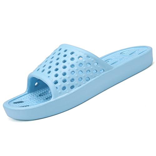 Image of clootess Shower Shoes Slide for Men and Women Holes Bath Slipper Bathroom Sandal Pool Gym College Dorm Non-Slip
