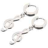 KOMBIUDA Pendientes Colgantes para Hombre Diseño de Nota Musical, 1 Par en Aleación, Joyas para Orejas en Estilo Hip Hop, Adecuados para Uso Diario y Salidas
