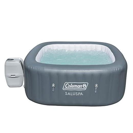 Coleman SaluSpa 4 Person Inflatable Hot Tub, Gray & Qualco 6 Month Chemical Kit
