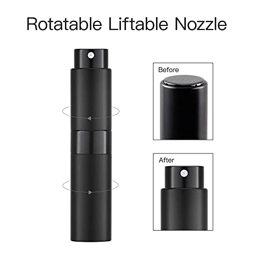 Image of 10ML Mini Perfume Atomizer Spray Bottle, Empty Refillable Glass Travel Cologne Sprayer for Men & Women with Refill Tools (Black-2)