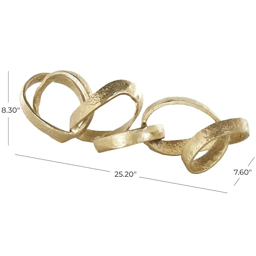 Deco 79 Aluminum Metal Chain Decorative Sculpture Abstract Textured Link Home Decor Statue, Accent Figurine 25" x 8" x 8", Gold by Deco 79 - Image 6