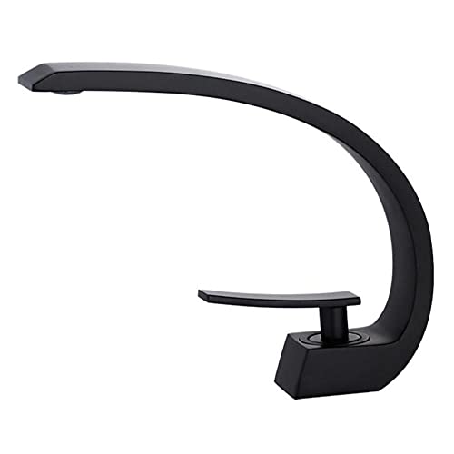 Robinet de salle de bain en laiton noir mitigeur monotrou eau chaude et froide