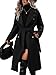 Woowrara Wollmantel Damen Lang Wintermantel Elegante Damenmantel Casual Mantel Wintercoat Revers Übergangsjacke Knielang Trenchcoat Jacke Herbst Winter Outwear