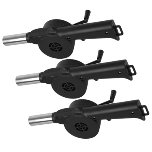 iplusmile Souffleur Manuel à Manivelle pour Barbecue et Cheminée, Lot de 3, Ventilateur Portatif Plastique et Métal, Outil Portable pour Camping et Cuisson en Plein Air