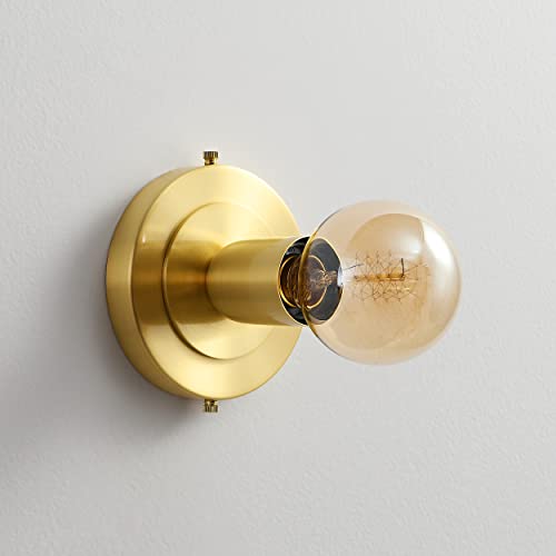 Image of BRIGHTTIA Luna Uno 1-Light Wall Sconce - Mid Century Industrial Modern Flush Mount Fixture for Wall & Ceiling - Minimalist Lamp for Bathroom and Small Spaces - Brushed Gold (BC0026-1G)