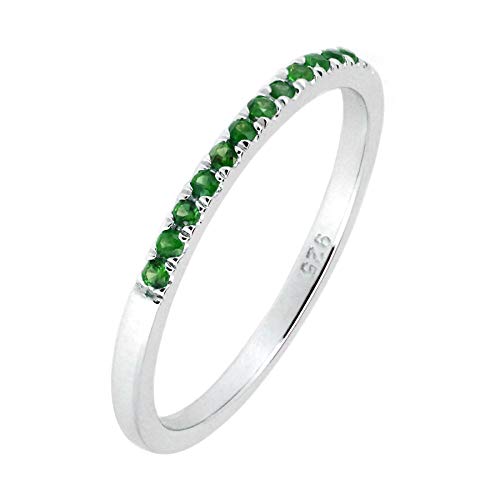 Bylove Jewelry Sterling Silver Genuine Natural Ruby Half Eternity Band Ring #TOP5