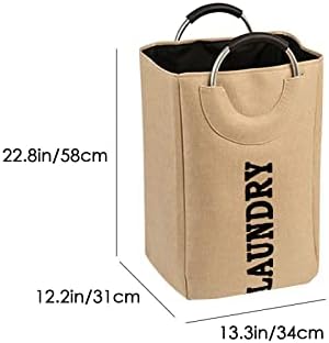 Yurayisen Laundry Basket,61L Large Laundry Basket with Handle,Foldable Bathroom Storage Laundry Bag for Bedroom, Bathroom, College Dorm, Laundry Room, Beige