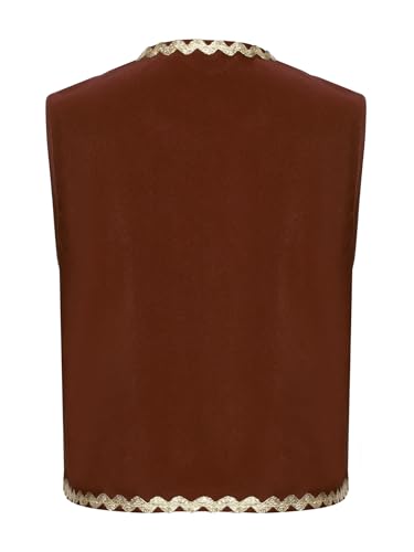 renvena Unisex Pirate Vest for Kids with Skull Bones Print Open Front Sleeveless Cardigan Waistcoat4