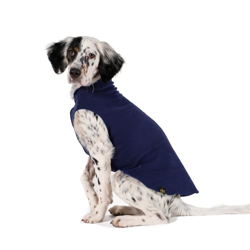 Image of Goldpaw Stretch Fleece Dog Sweater - with Spandex for 4-Way Stretch - Soft, Comfortable Dog Coat - Machine Washable - Made in the USA - Navy - Size 26