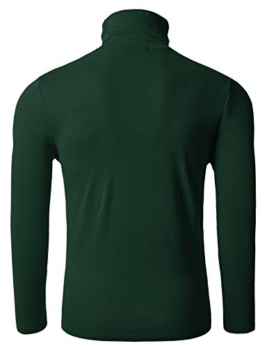 Tapulco Men Base Layer Full Turtle Neck Basic Knitted Slim Fit Pullover Thermal Sweaters Cozy Form Fitting Tshirt Dark Green X-Large #TOP2