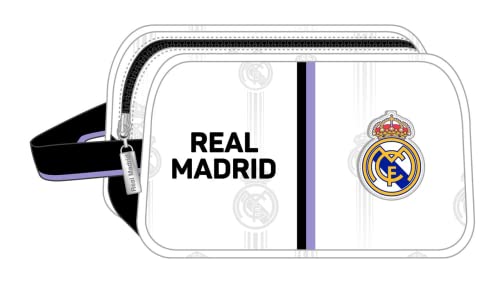 Safta Neceser Escolar Infantil Pequeño de Real Madrid 1ª Equipación 22 23, 220x80x135 mm, Color Negra y Blanca, Estándar (642294765)