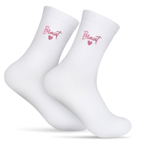 MEJOSER Socken für Braut Herz 36-42 Lustige Hochzeitssocken JGA Accessoires Frauen Geschenk für Hochzeit Hochzeitsgeschenk Tennissocken Brautpaar