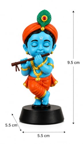 Image of aby Krishna Idol for Car Dashboard | Bal Gopal Murti for Home Decor (Eye Close Krishna Blue Tone)