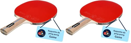 HUDORA Raquette de ping-Pong Game - Paddle de Tennis de Table de Haute qualité avec revêtement de Tournoi ITTF Karate - Raquette de ping-Pong en Bois pour débutants & Professionnels (Lot de 2)