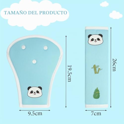 Miniatura 2 de Uraqt Potector Cinturon Coche Niños, 2pcs Lindo Almohadillas Cinturon Coche Niños, Protector Para Cinturón De Seguridad Para Adulto Niños Para Protegen Hombro Cuello Panda Azul