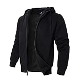 LeeHanTon Men's Heavyweight Sherpa Zip Up Hoodies Thick Fleece Jacket for Work Athletics Pullover with Hood for Men Black L