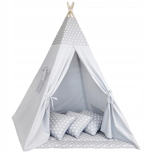Totsy Baby Tipi Infantil - Carpa Tienda campaña Infantil - Tipi Indio para niños - Carpa de Juegos Exterior Interior Modelo 1 con Alfombra de Juego y 3 Cojines