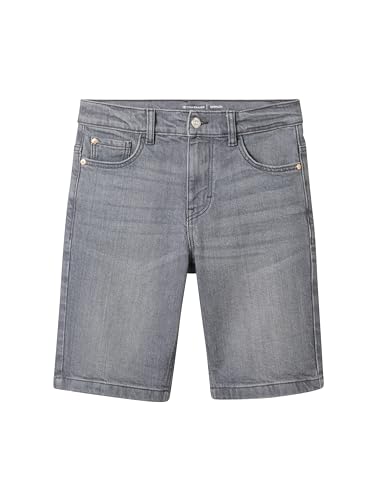 TOM TAILOR Jungen Kinder Jim Fit Jeans Shorts, used light stone grey denim, 140