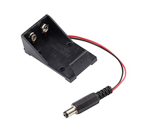 KKHMF 9V �d�r�P�[�X DC�P�[�u�� 5.5 * 2.1mm DC�\�P�b�g�ƕt�� Arduino�ƌ݊�