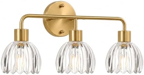 Gold Bathroom Light Fixtures Over Mirror,3-Light Vanity Lights fo...
