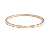 Oh My Shop BC3552F - Bracelet Jonc Fin Acier Or Rose avec Gravure Message Petit Chaton d'amour