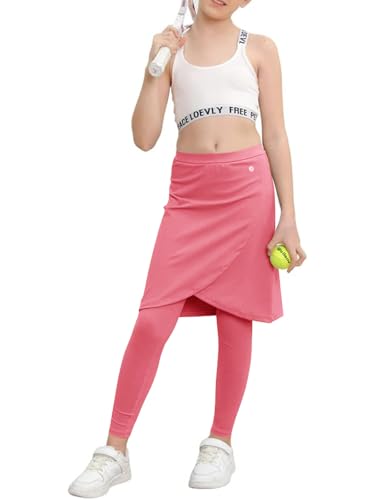 Image of Haloumoning Girls Elastic Waist Knee Length Skirts with Leggings