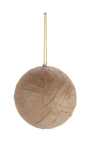 Darice Paper Mache Ball Ornament: Natural Brown with Wrinkled Texture, 80mm