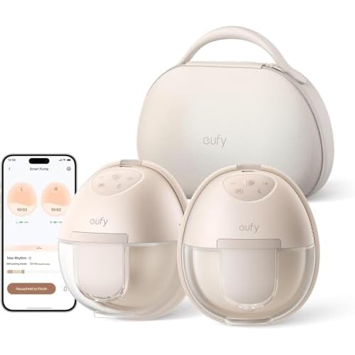 eufy Wearable Breast Pump S1 Pro Electric Hands-Free Breast Pump with Heating Technology, Portable Charging Case, App-Controlled Smart Rhythm, Hospita