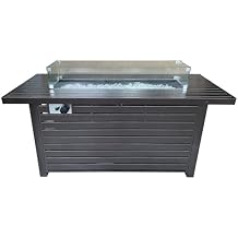 Hiland AZ Patio Heaters Outdoor Rectangle Fire Pit in Hammered Bronze