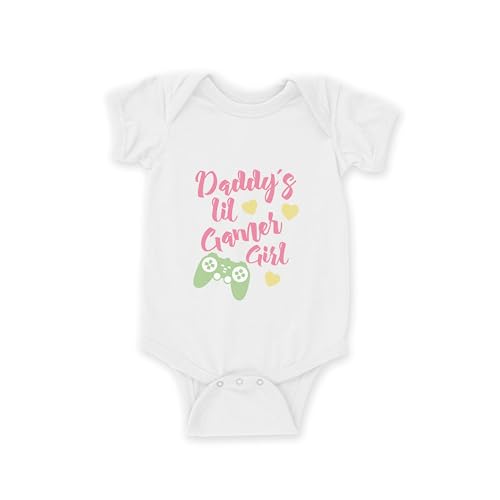 Image of EGDKids Daddy´s Lil Gamer Girl I Style and Comfort for Your Baby I Unisex Short Sleeve White Baby Body Suit I Multiple Sizes