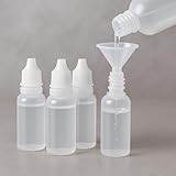 5 PCS (4 Bottles + 1 Funnel) 15ml (0.5oz) Small Plastic Dropper Bottles - Empty, White Eye Liquid Dropper Bottles, Squeezable & Portable Travel Containers for Eye Drops, Refillable with Cap and Plug