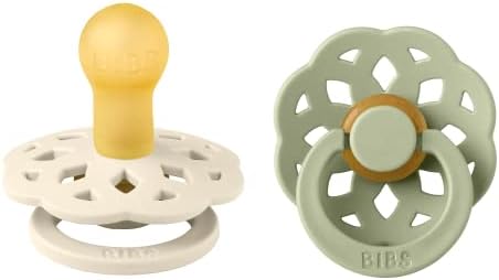 BIBS Boheme Soother 2-Pack. BPA Free. Round Nipple, Size 2 (6-18 Months), Vanilla/Peach