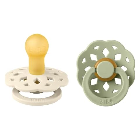 BIBS Boheme Schnuller 2er-Pack. BPA-frei, Kirschform Nippel. Naturkautschuk/Latex, Hergestellt in Dänemark. 0-6 Monate (2er Pack), Ivory/Sage Cover