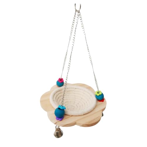 Mipcase Funny Parrot Swing Stand Safe Practical Bird Plaything for Home Outdoor Use Encourages Exercise Coordination Wooden Beads in Styles Great Present for Pet Owners