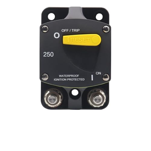 Image of 250A Amp Circuit Breaker Switchable | UL Certified | Manual Reset Overload Protection, for Automotive RV Solar Battery System 12V-48V DC, IP66 Waterproof, Surface Mount