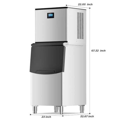 Image of Commercial Ice Maker Machine 630 Lbs /24H with 400LBS Large Storage Bin Ice Ready in Air Cooled Clear Cube Ice for Bar Business Cafe ETL(630 Lbs /24H)