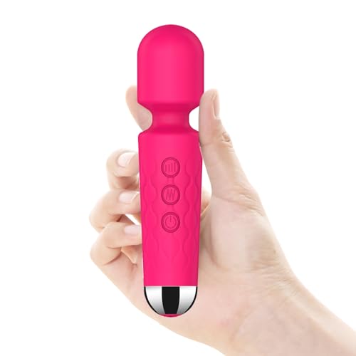 Personal Massage Wand - 20 Modes 8 Speeds Cordless Vibration Massager Strong Powerful Waterproof Perfect for Travel Magic Stress Away All Body Back Legs Hand Pains Sports Recovery (Red)