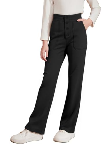blibean Tween Girls Straight Pants School Uniform Stretchy Leggings Size 6-15 Years