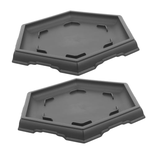 Happyyami 2 Platillos Hexagonales para Macetas Grandes para Plantas de Interior y Exterior, Bandejas de Goteo de Plástico Duradero, Base Antideslizante para Proteger Superficies, Color