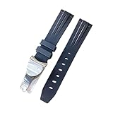 ROUHO Cinturino Orologio Silicone Estremità Ricurva Cinturino da Orologio Chiusura Metallica Pieghevole Regolabile per Tudor Black Bay BB58 Pelta-Nero 21mm