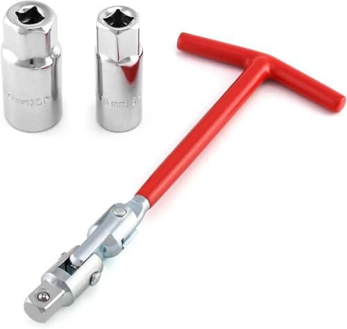 Image of Hetkrishi Spark Plug Socket Wrench, Universal,T-handle, 6mm (5 /8 inch) & 21mm (13 /16 inch) Remover Installer