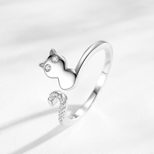 Bague Argent 925 ajustable pour doigt sensible avec zircone rond