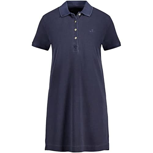 GANT Damen D2. Sunfaded SS Polo Pique Dress Kleid, Evening Blue, M