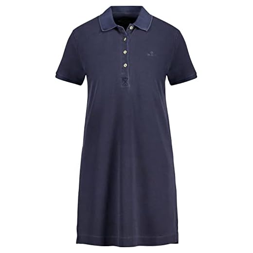 GANT Damen D2. Sunfaded SS Polo Pique Dress Kleid, Evening Blue, M