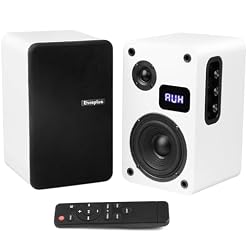 White Bookshelf Speakers Pair, 70W Powered Record Player Turntable Speakers Wired Optical/ARC/RCA/AUX/BT Input HiFi Stereo Speakers with 4″ Woofer for Home TV Desktop PC Studio Monitor - Les Beatles, Paul McCartney, John Lennon, RIngo Starr, George Harrison