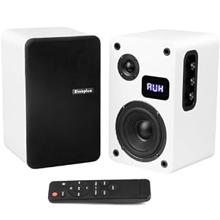 White Bookshelf Speakers Pair, 70W Powered Record Player Turntable Speakers Wired Optical/ARC/RCA/AUX/BT Input HiFi Stereo Speakers with 4″ Woofer for Home TV Desktop PC Studio Monitor - Les Beatles, Paul McCartney, John Lennon, RIngo Starr, George Harrison