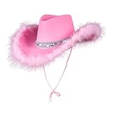 Sombrero para mujer, diseño de plumas de lentejuelas, color sólido, estilo vintage, no se decolora, resistente al desgaste, tela decorativa, sombrero de vaquera, fiesta de cosplay