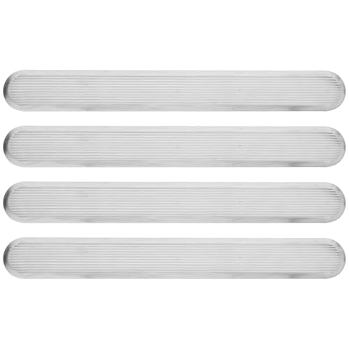 4 piezas Tira Podotáctil 28x3,5x2cm de Acero Inoxidable para pavimentos | Superficie Antideslizante Texturizada, Guía para Peatones Baja Visión, Apta para Parques y Estaciones
