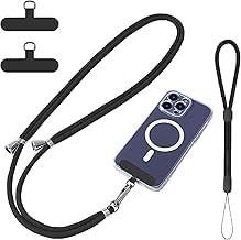 Image of Sumiko Phone Lanyard Strap, Adjustable Neck and Wrist Strap with 2pcs Tether Pads Versatile anti theft mobile strap switches between neck and wrist carry, compatible with most mobile phones (A5-P0)